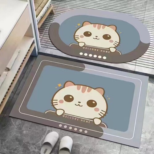 Cartoon bathroom floor mat, bathroom kitchen absorbent mat, doorway soft foot mat, quick-drying non-slip mat, entrance door mat