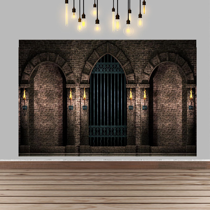 Cross-Border Retro Gothic Architecture Castle Photography Background Cloth Country Style Ancient Stone Wall Birthday Decoration Banner
