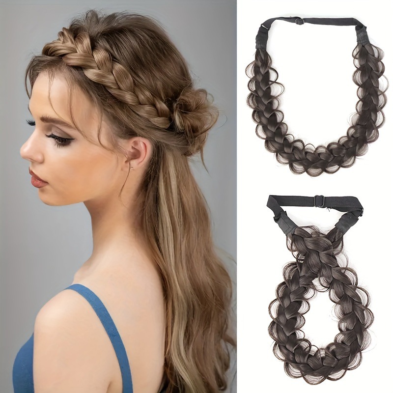 Peluca transfronteriza europea y americana, diadema de seda de alta temperatura, accesorios ajustables con trenzas de espiga natural._voghion.com