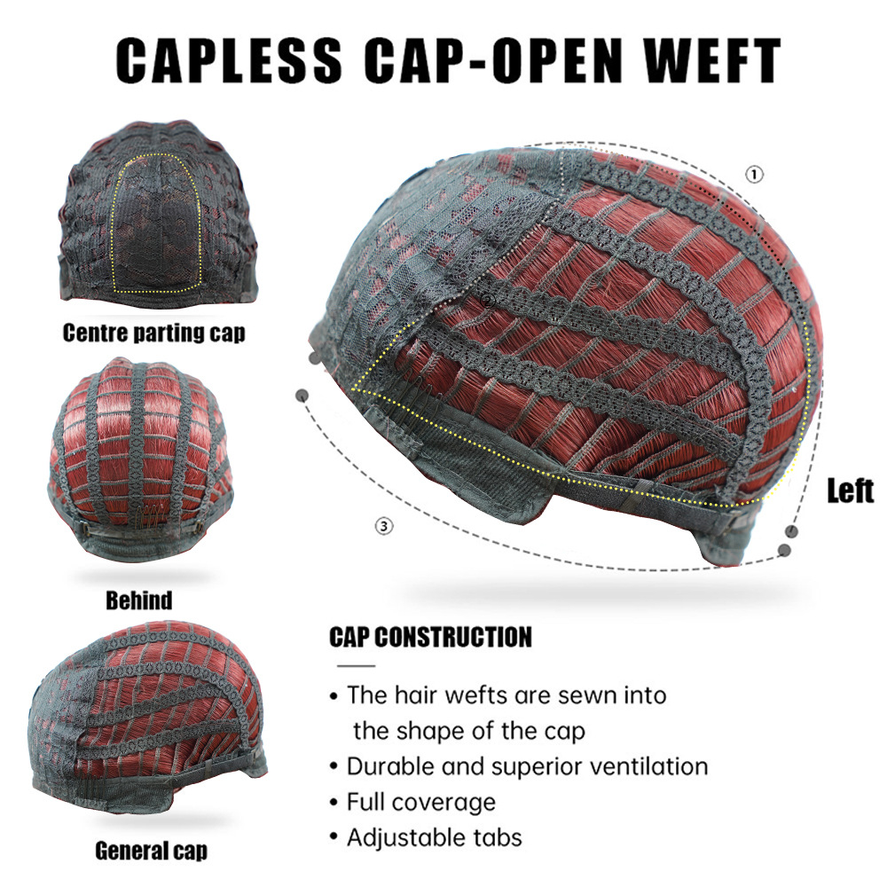 Parrucca in fibra chimica all'ingrosso della fabbrica copricapo filo ad alta temperatura 99J bordeaux frangia d'aria meccanismo di capelli lunghi lisci parrucche con riga centrale_voghion.com