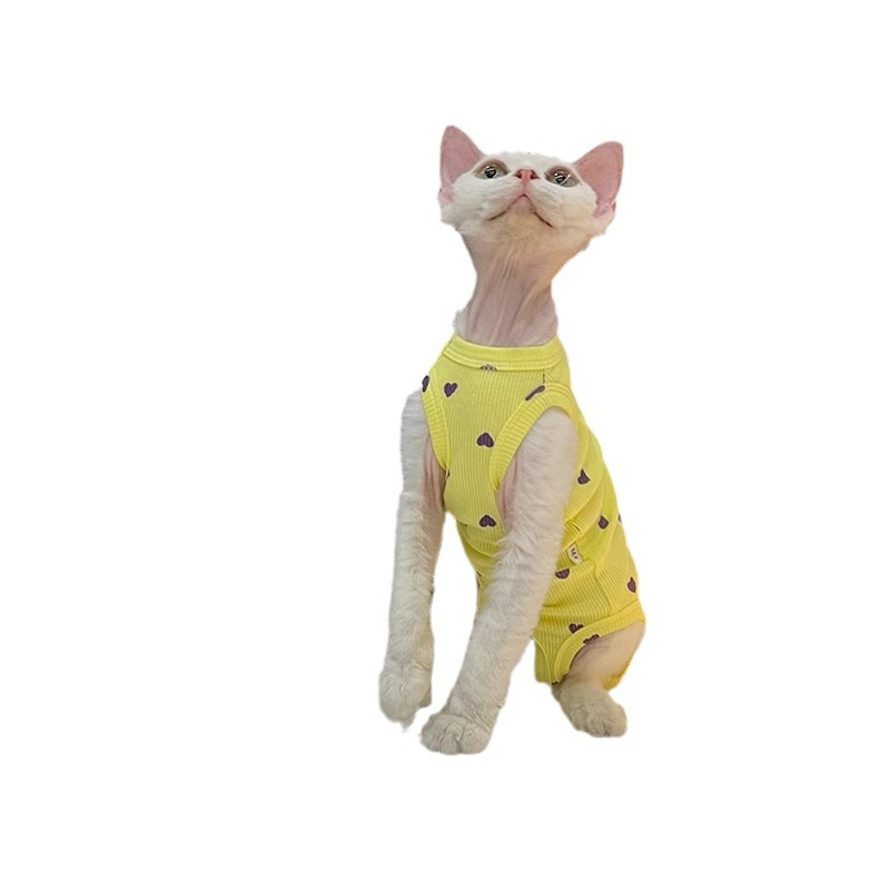 Zomerse huisdierkleding voor Sphynx-katten (haarloos) Devon Stretch Anti-valkleding voor viervoeters, dunne, warme kleding met airconditioning_voghion.com