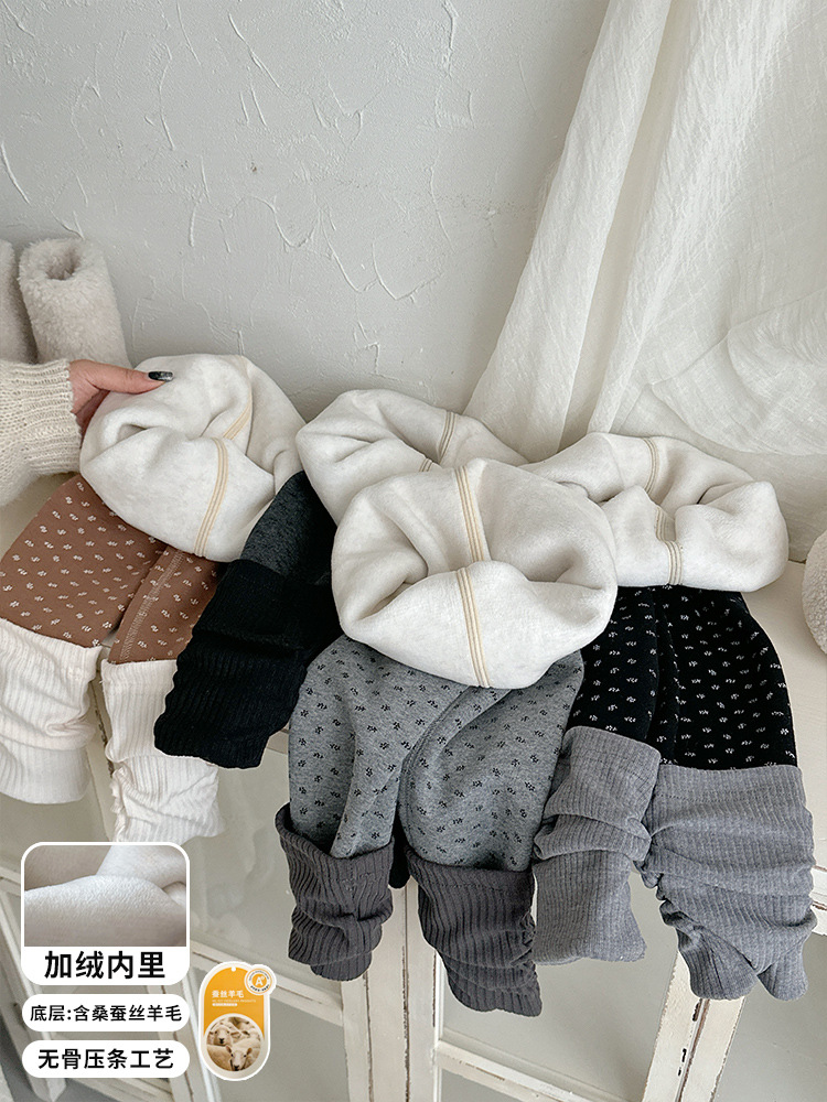 Xie Jinmao ropa infantil lana seda molida calzoncillos calientes para niños niñas vestidos con calzoncillos gruesos