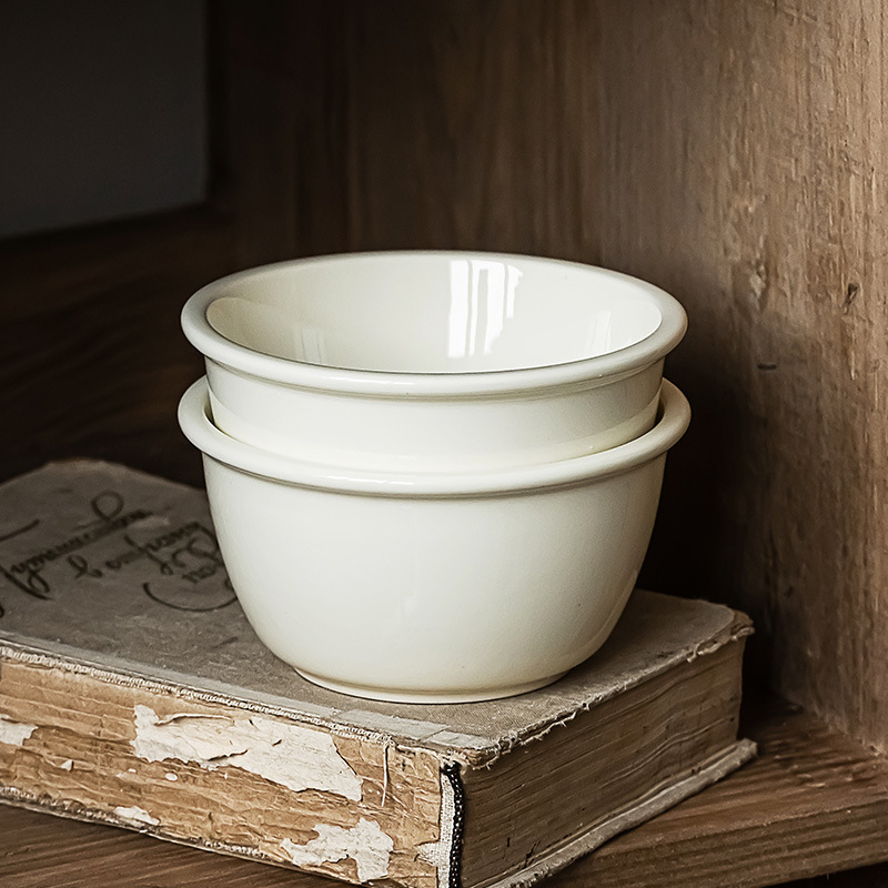 Tazón de arroz, tazón de arroz seco asequible, tazón con borde grueso, vajilla lechosa, tazón de yogur de alta calidad para el hogar al por mayor