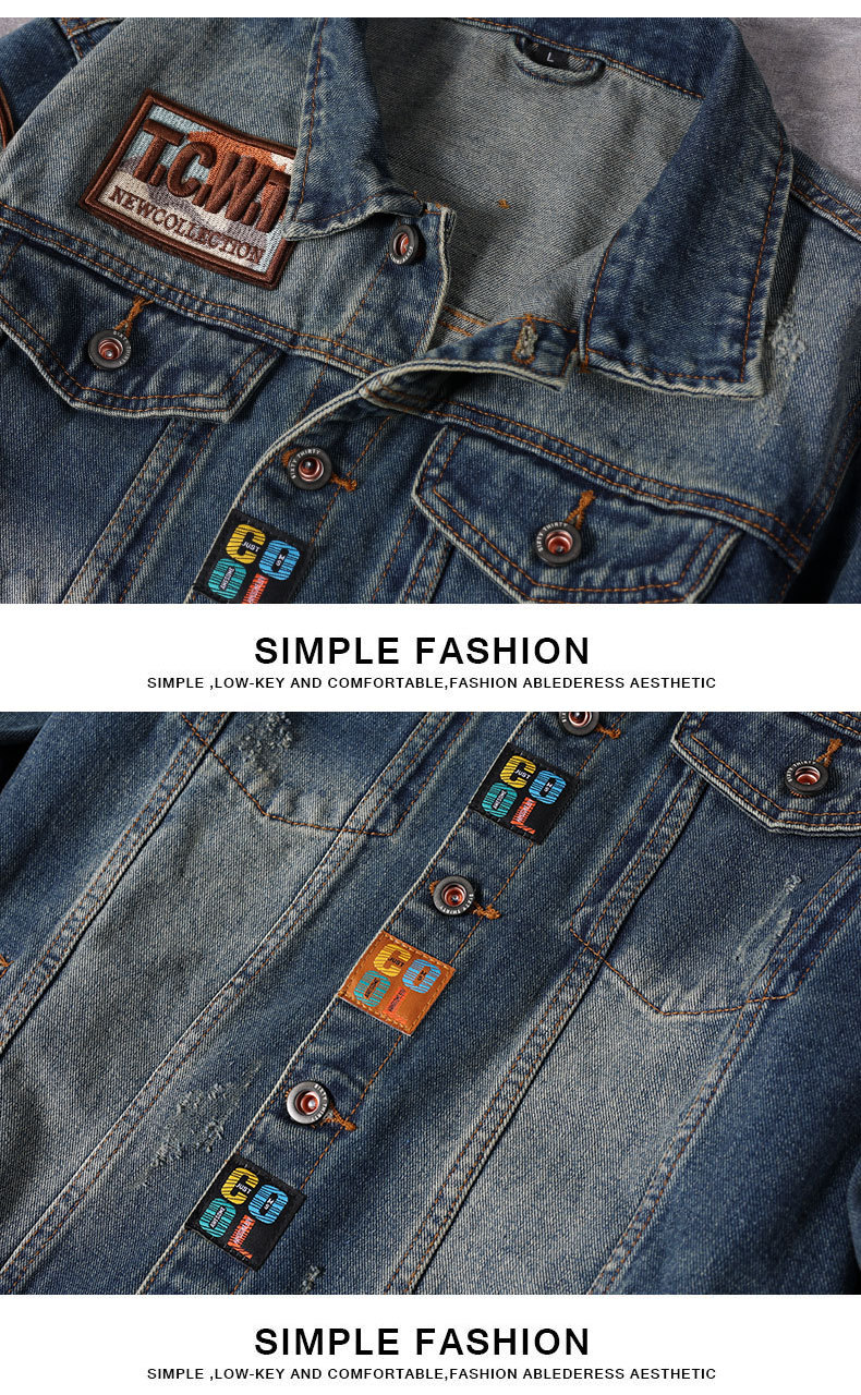 Giacca in denim ricamata di alta qualità da uomo 2024 nuova primavera lavaggio ampio marchio americano alla moda giacca da uomo_voghion.com