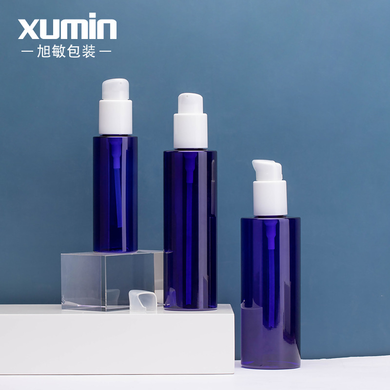 250ML乳液瓶现货 100ml白色翘头压汞瓶 蓝色平肩分装瓶子旭敏包材