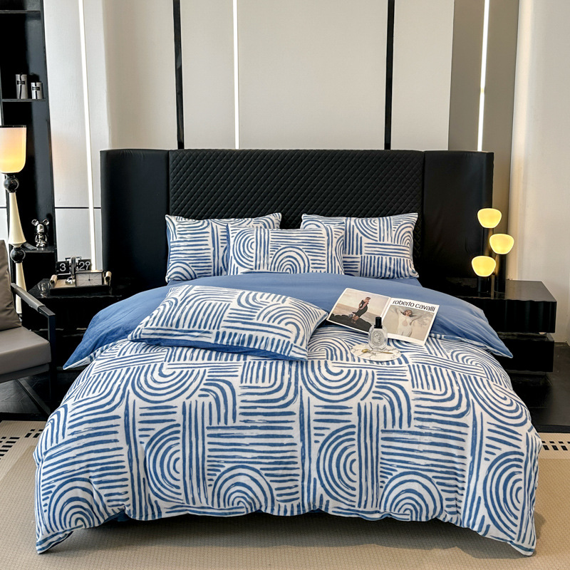 스타일 블루-[두껍고 따뜻한 밀크 벨벳 4종 세트]