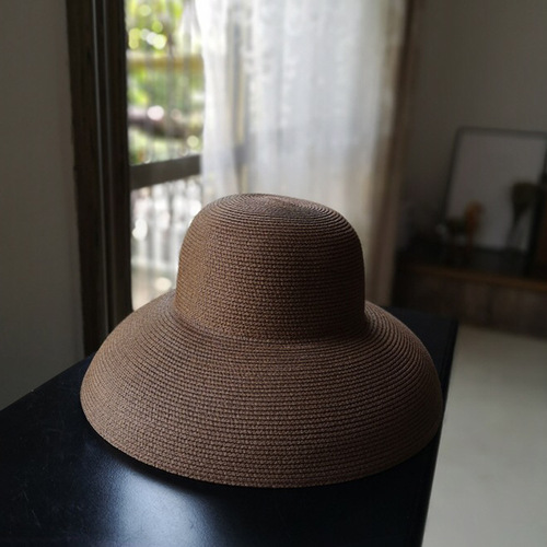 Retro French Hepburn Black Instagram Hat Sun Hat UV Protection Beach Sand Hat for Girls and Boys Summer Wide Brim Sun Hat