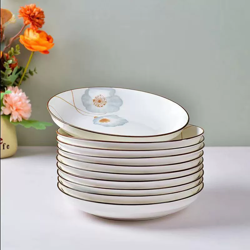 Nordic style ceramic time quiet series tableware light luxury ceramic bowl dish soup plate stone pattern dishes can be microwave oven