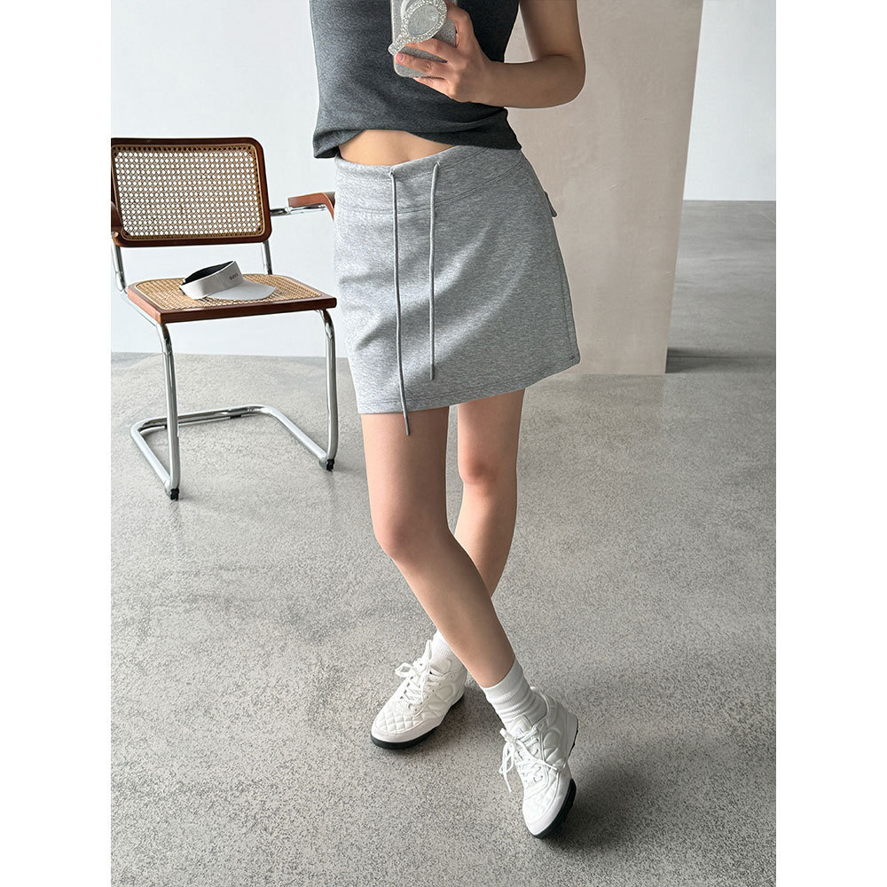 【王琪芝】韩版抽绳高腰卫裙女春夏百搭A字裙休闲运动短裙子WQ245