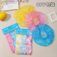 成年男女一次性头戴式浴帽 印花彩色浴帽 pe透明加厚家用松紧浴帽