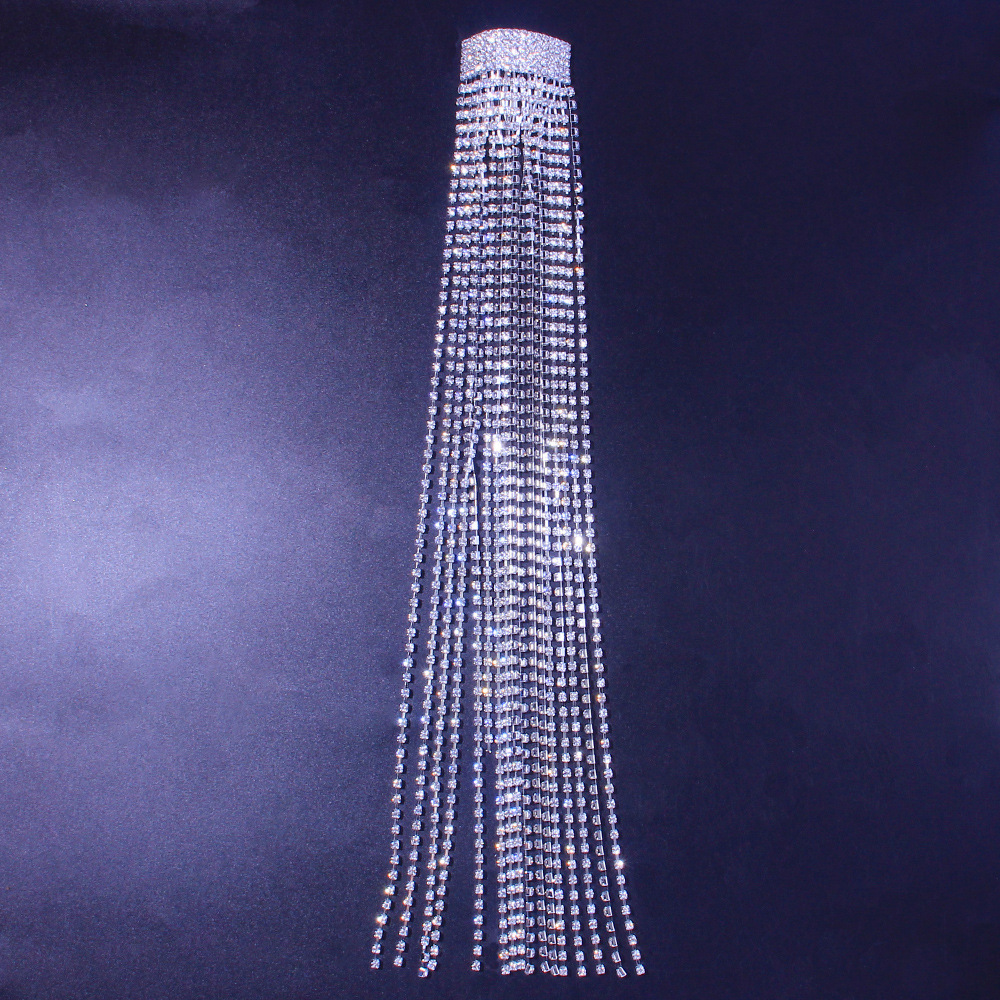 Lange Quaste Strass Haarkette Stirnband Mode Bühnenshow voller Diamant Kopfschmuck Senden Kette_voghion.com