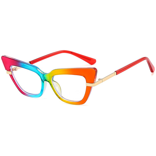 Future Wind Exaggerated Cat-Eye Anti-Blue Light Glasses for Women, Retro Square Frame, Plain Glasses, Ins Round Face, Natural Makeup, Prescription Frames