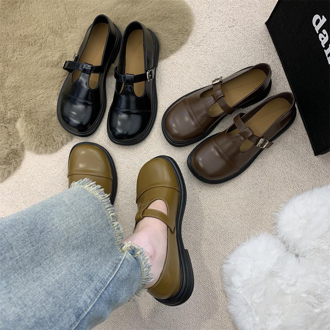 英伦小皮鞋女2025年秋款韩版学生复古圆头一脚蹬粗跟玛丽珍单鞋子