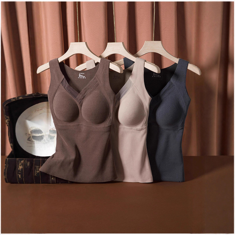 Autumn and Winter Graphene Thermal Heating Vest Without Bra, Beautiful Back, Women's Fixed Cup, No Rims Bottoming Top for Women Autumn and Winter Graphene Thermal Heating Vest Without Bra, Beautiful Back, Women's Fixed Cup, No Rims Bottoming Top for Women