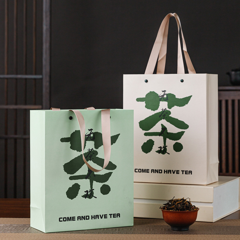 无茶不欢茶叶袋红茶绿茶散茶一斤装手拎礼品袋茶包装手提袋纸袋子