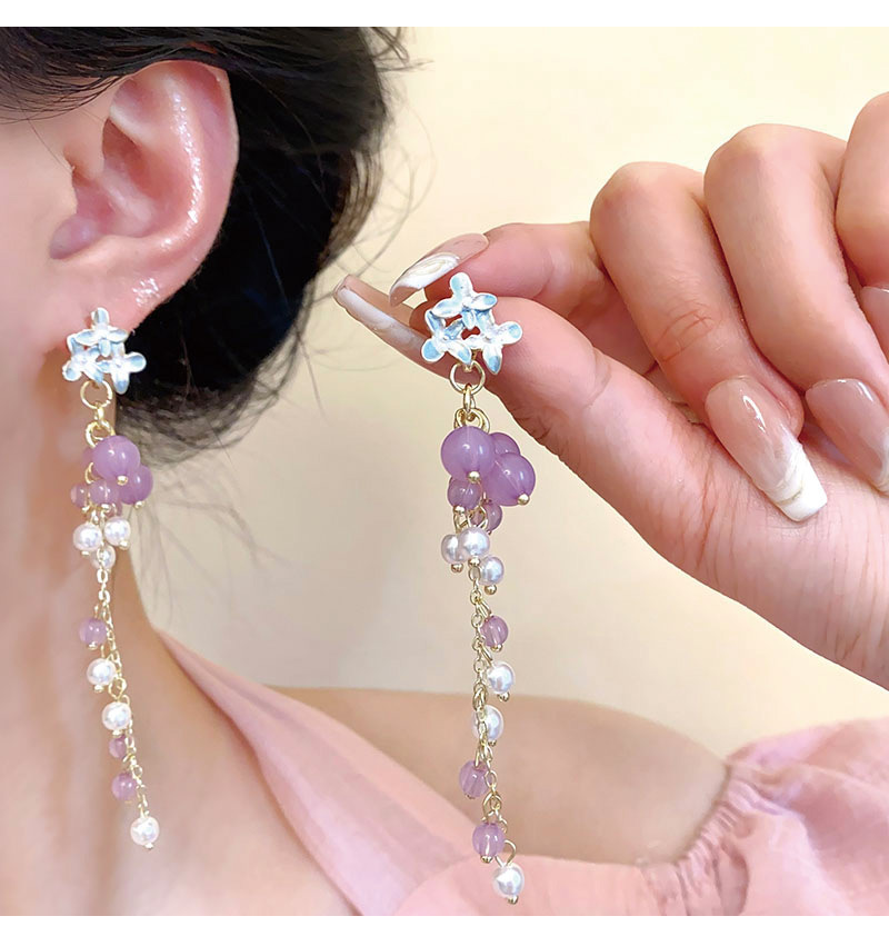 Flower Pattern 1 Pair IG Style Sweet Flower Inlay Alloy Rhinestones Pearl Ear Studs