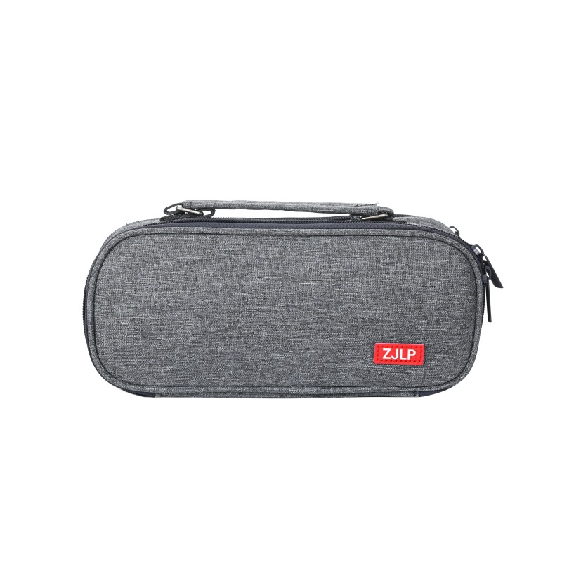 Estilo coreano simple portátil de doble capa de gran capacidad de cinco rejillas caja de lápiz Oxford tela de color sólido estudiante de papelería de almacenamiento caja de lápiz bolsa