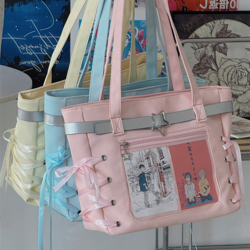 新款高颜值日系ins清新甜美学院风补课袋少女轻便大容量手提痛包