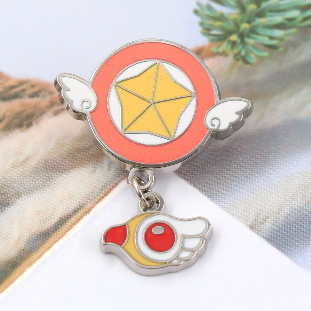 Japanese anime Cardcaptor Sakura themed pendants, enamel brooches, cross-border bestsellers, star wings, bird head metal badges