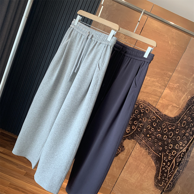 衣橱B入款！马*拉面料 大长腿显瘦色织双褶休闲裤女25秋新款|undefined