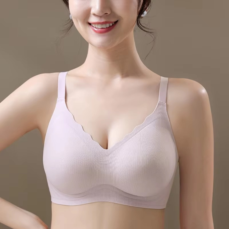 New wave design breathable comfortable seamless soft support no underwire fixed cup push-up nude feel side breast control bra