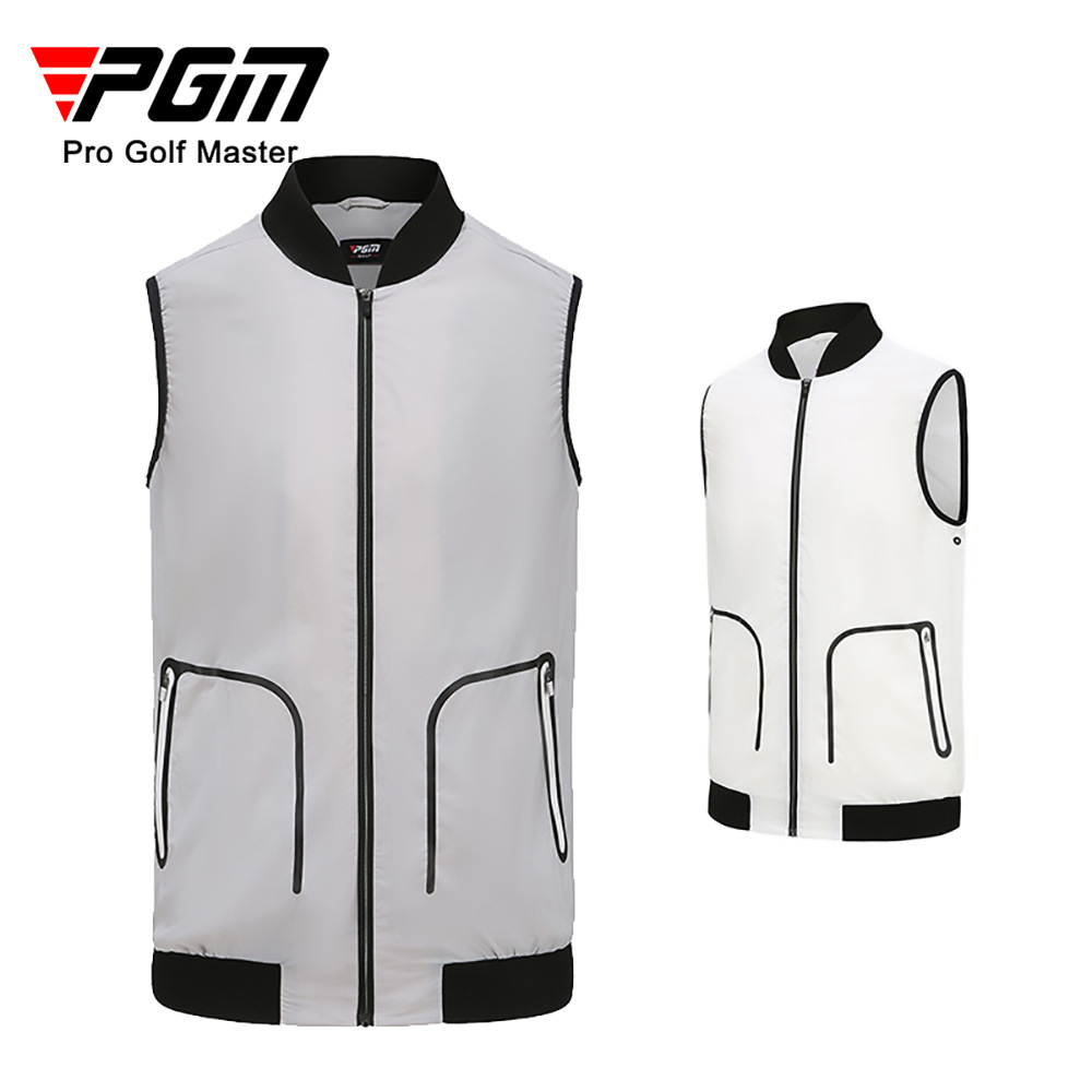 Áo vest golf nam PGM YF364 dáng gile không tay, chống gió nhẹ thoáng khí — Vest Nam YF364 màu xám, Áo vest nam YF364 màu trắng