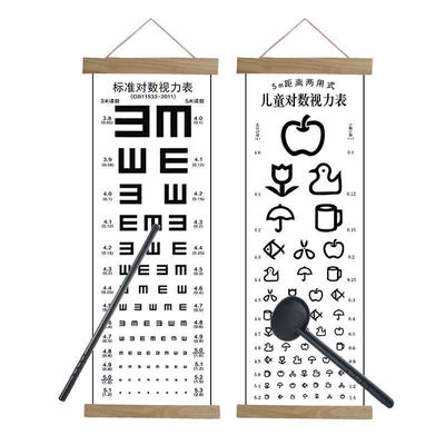 Solid wood frame thickening standard Logarithmic Visual acuity chart Poster children new edition International standard PVC Clear and non reflective