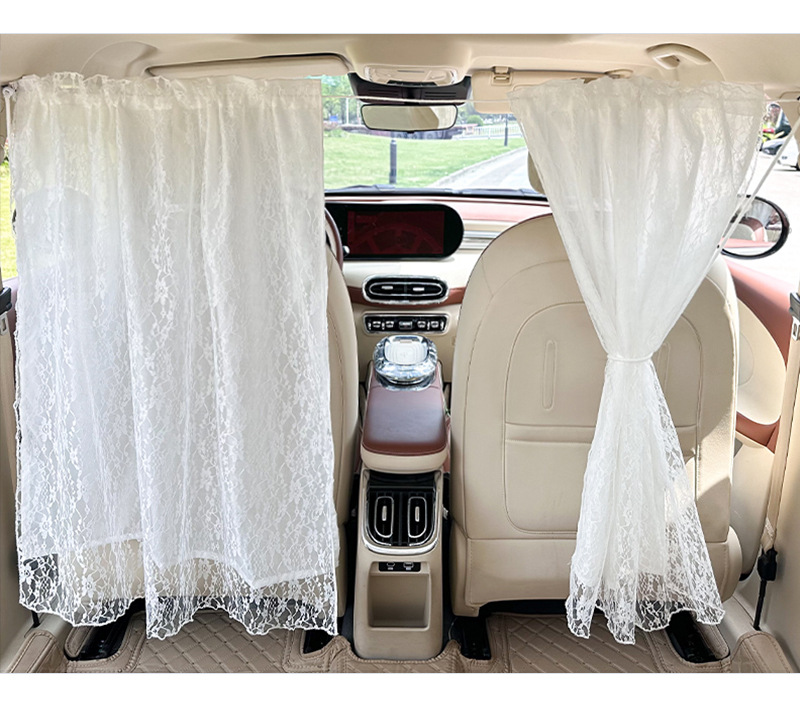 Lace double-layer car partition curtain sunshade curtain sunscreen heat insulation car sunshade retractable car privacy curtain