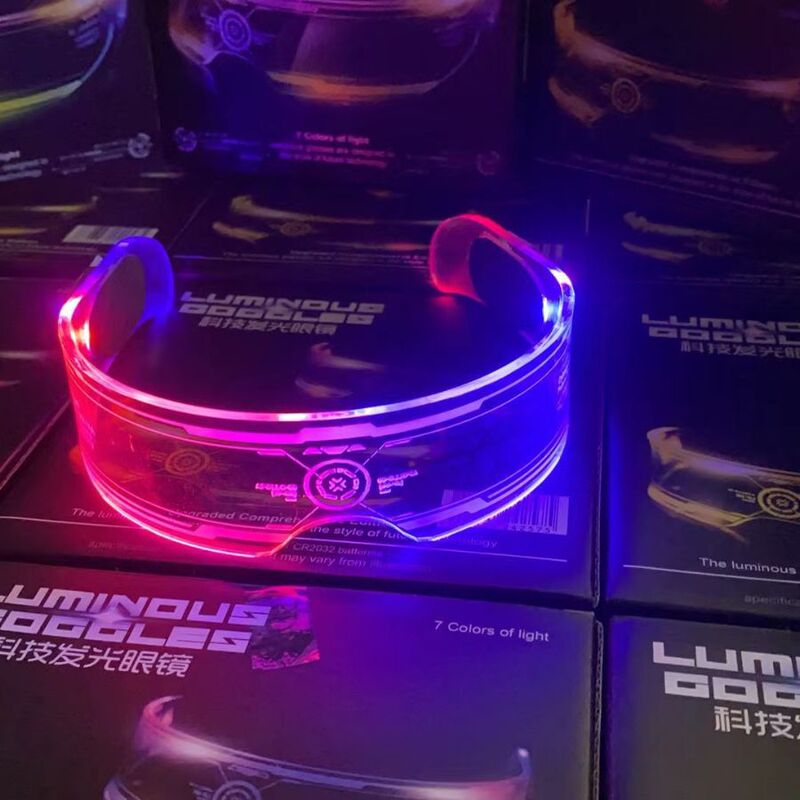 Cross-border luminous glasses future technology sense led Internet celebrity flash fluorescent disco dancing photo props wholesale free shipping