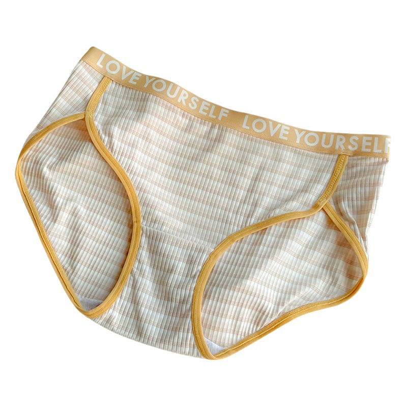 Pantalones tailandeses chica caliente 8087 estilo deportivo a rayas sin costuras chica ropa interior de cintura media hendidura alta calzoncillos de color de contraste de algodón
