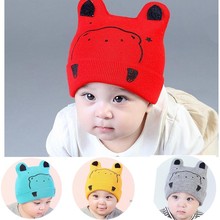 春季新款男女寶寶小熊帽兒童針織套頭帽韓版帽子0-12個月兒童帽子