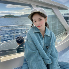 时尚韩版春秋新款长袖开衫休闲时尚气质宽松百搭牛仔短外套女潮
