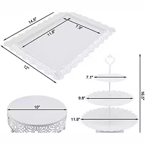 Dorado hierro forjado pastel rack set display rack tray table postre de té de la tarde snack table display rack