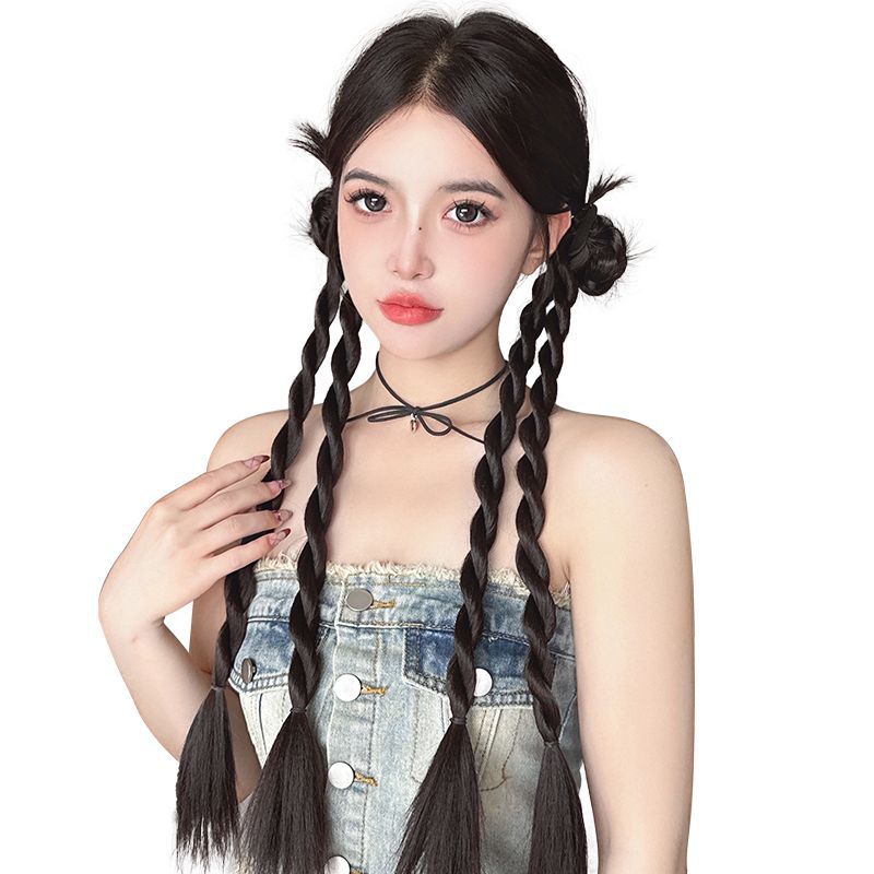 Peruca de cola de caballo mujer trenzada peruca de trenza de torsión nueva trenza de boxeo chino red roja con la misma trenza peruca de trenza