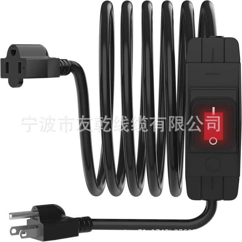 Newdeli 10FT 带开关开/关黑色户外延长线防水 14AWG 3 爪重型