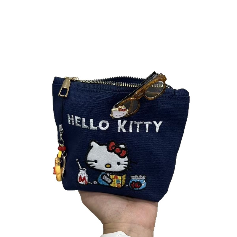 HelloKitty可爱零钱包灯芯绒化妆包少女心小方包便携外出收纳包|undefined