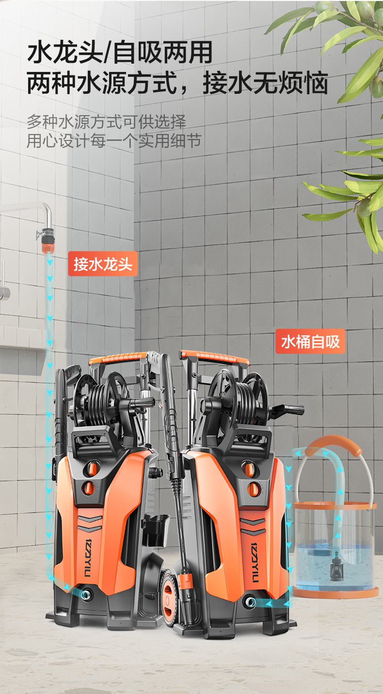 Yili Ultra-High Pressure Household 220V Automatic Car Wash Pump 6691 High-Power Cleaning Machine Portable Car Washing Tool