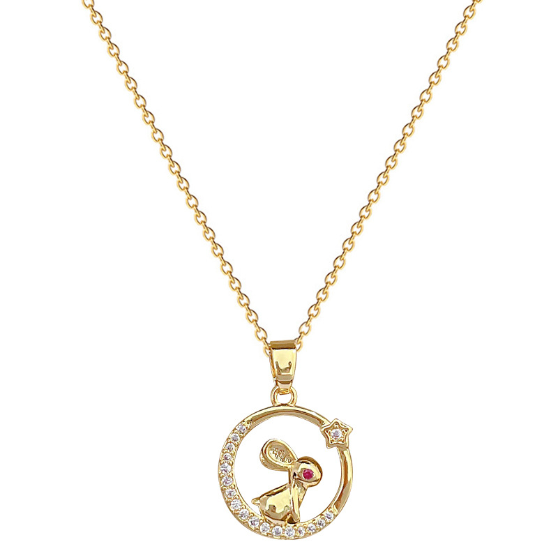 Gorgeous Red-eyed Rabbit Necklace Diamond Collarbone Chain Women_voghion.com