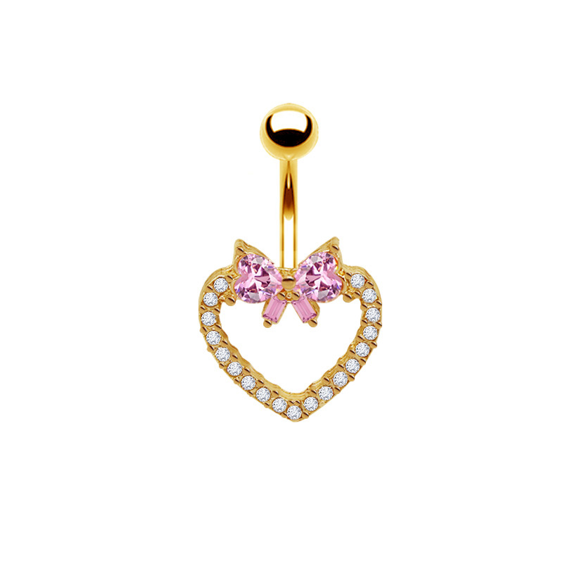 Piercing ombelico con strass a cuore e fiocco_voghion.com