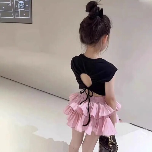 Children's pleated cake dress 2025 spring and summer new style girls 'white short skirt baby fluffy skirt princess culottes