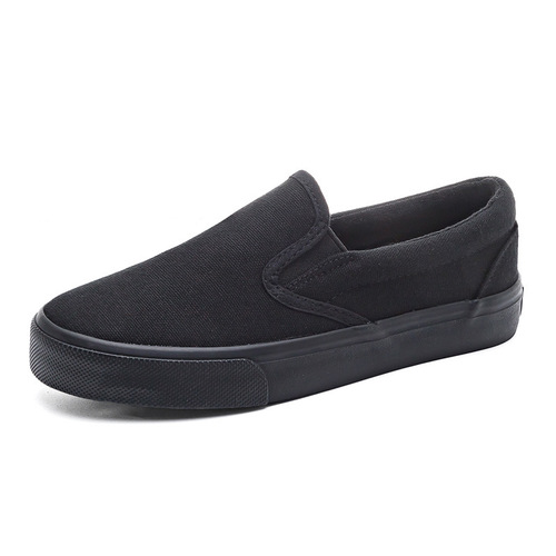  Spring New All Black Canvas Shoes for Women, Office Canvas Shoes, Pure Black Flat Work Shoes, Casual Little Black Shoes, Fashion