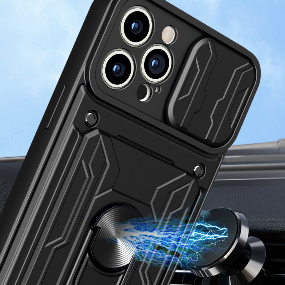 iP15 pro max bolsas de tarjetas para teléfonos móviles Apple TPU + PC armadura anti-caída ventana de empuje de lente
