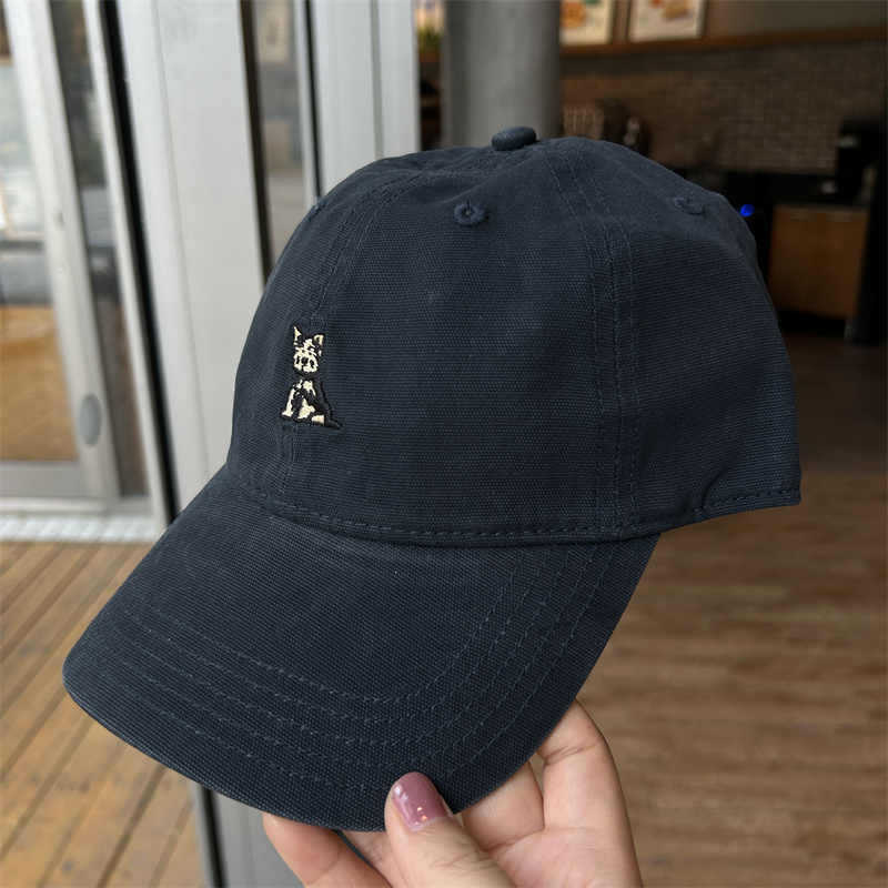 帽子男新款韓版可愛小狗刺繡鴨舌帽情侶休閒百搭遮陽棒球帽女