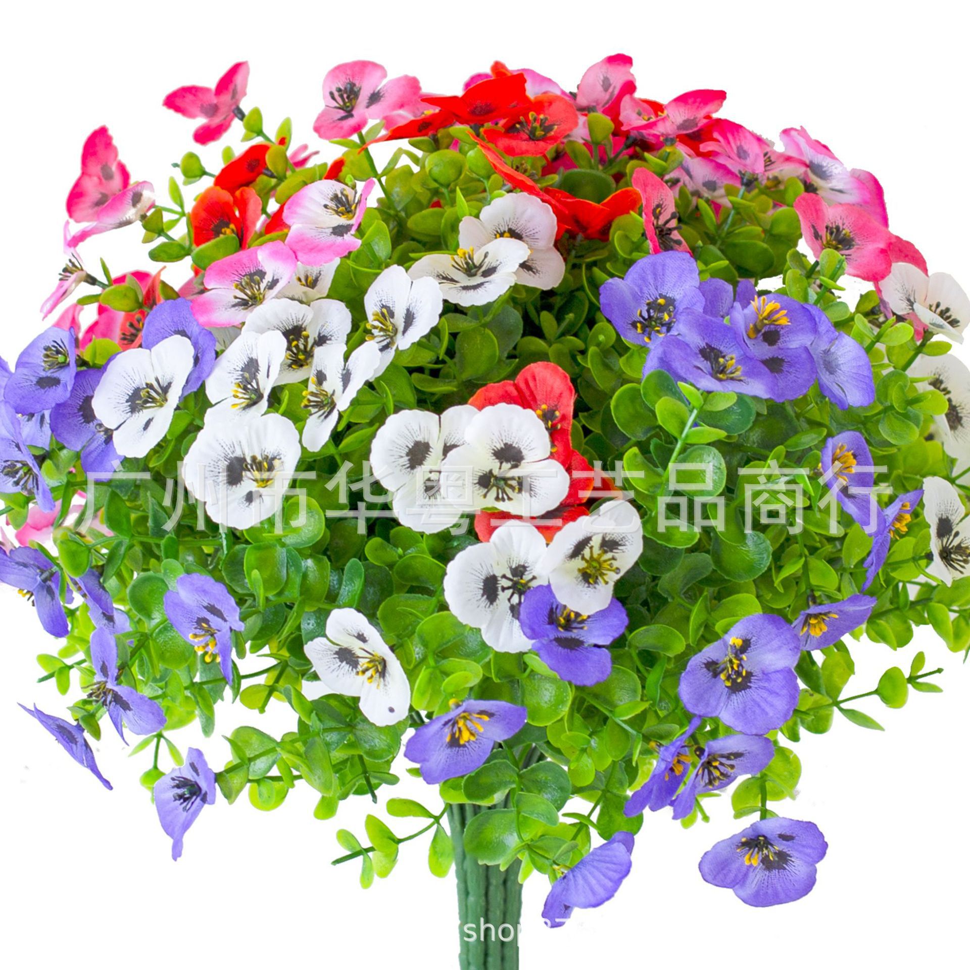 Cross-Border Popular Artificial Flowers, Artificial Eucalyptus Leaves, Pansies, Indoor Home Wedding Decoration, Artificial Flowers Manufacturers Wholesale