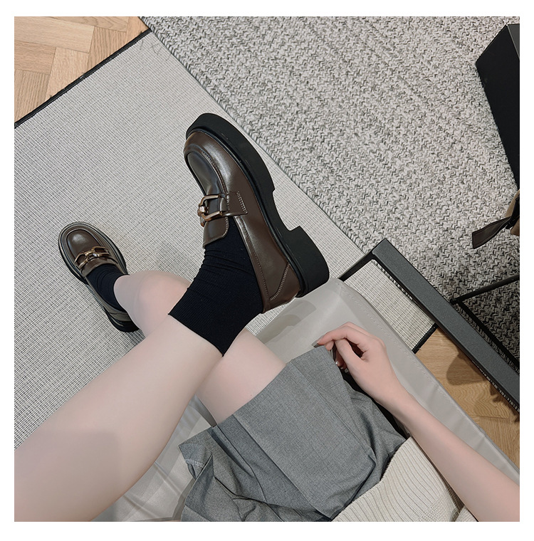 Pferdetitel Schnalle Dicke Sohle Lefu Schuhe Damen Retro Vielseitige kleine Lederschuhe Neuer britischer Stil JK Einzelschuhe_voghion.com