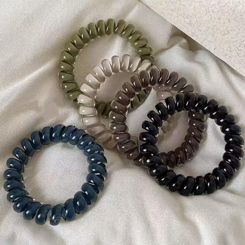 Jelly Color Phone Cord Hair Tie, High Elasticity, Durable, Simple Hair Tie, Women's Fashionable High Ponytail Hair Rope, Rubber Band Headwear Jelly Color Phone Cord Hair Tie, High Elasticity, Durable, Simple Hair Tie, Women's Fashionable High Ponytail Hair Rope, Rubber Band Headwear