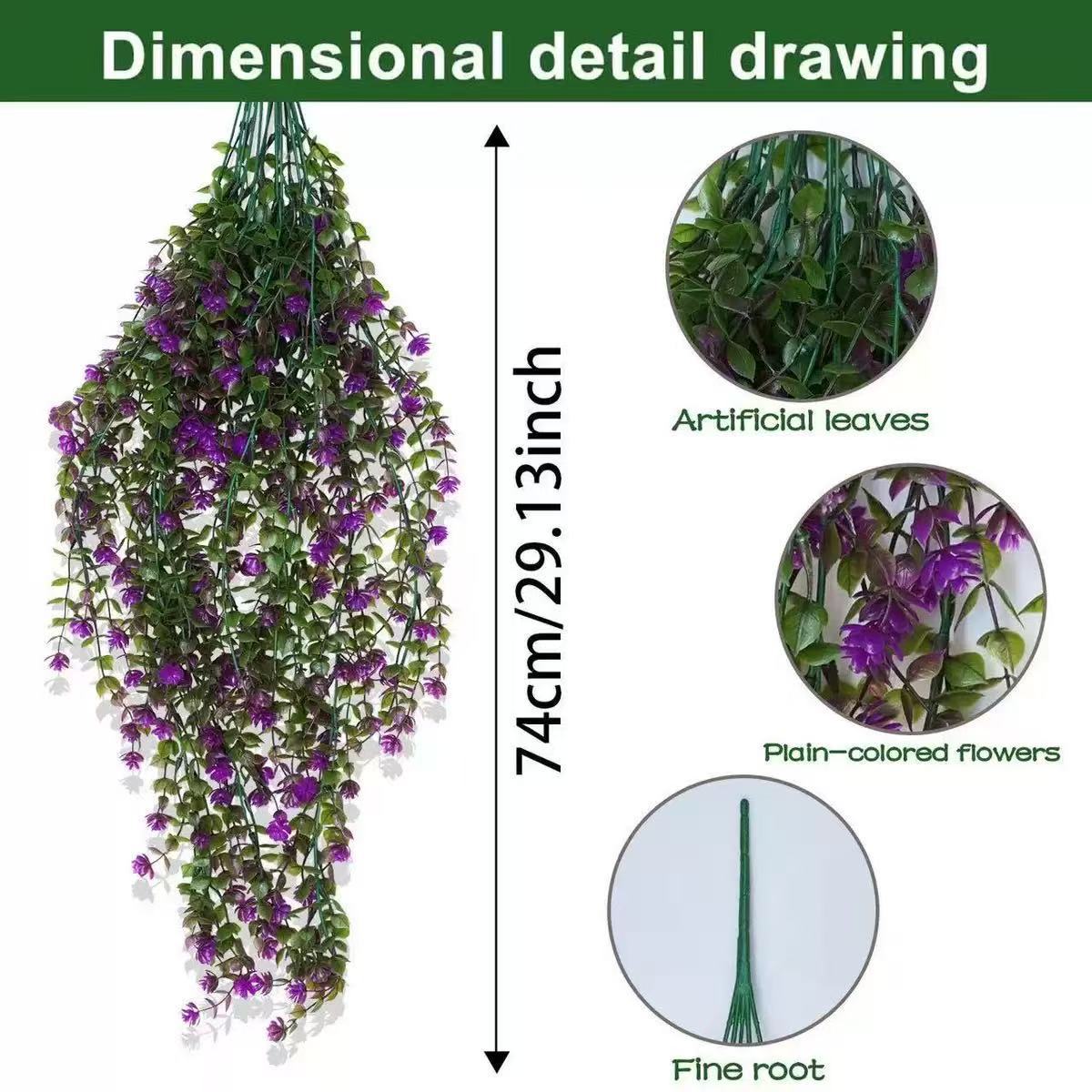 跨境户外仿真藤蔓 尤加利壁挂藤条 家居婚庆装饰假花吊兰壁挂垂吊