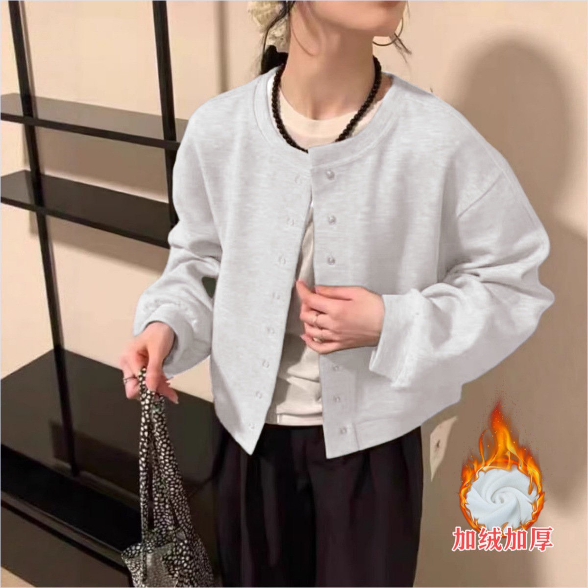 화이트 플라워 그레이 8버튼 정품 야구 유니폼(벨벳 포함)