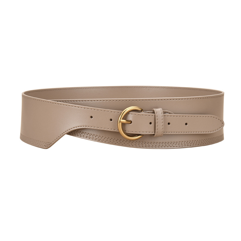 Vintage Genuine Leather Waist Belt For Women, Wide Decorative Leather Belt For Sweaters And Trench Coats, Cowhide Waist Cincher - Thumbnail 4