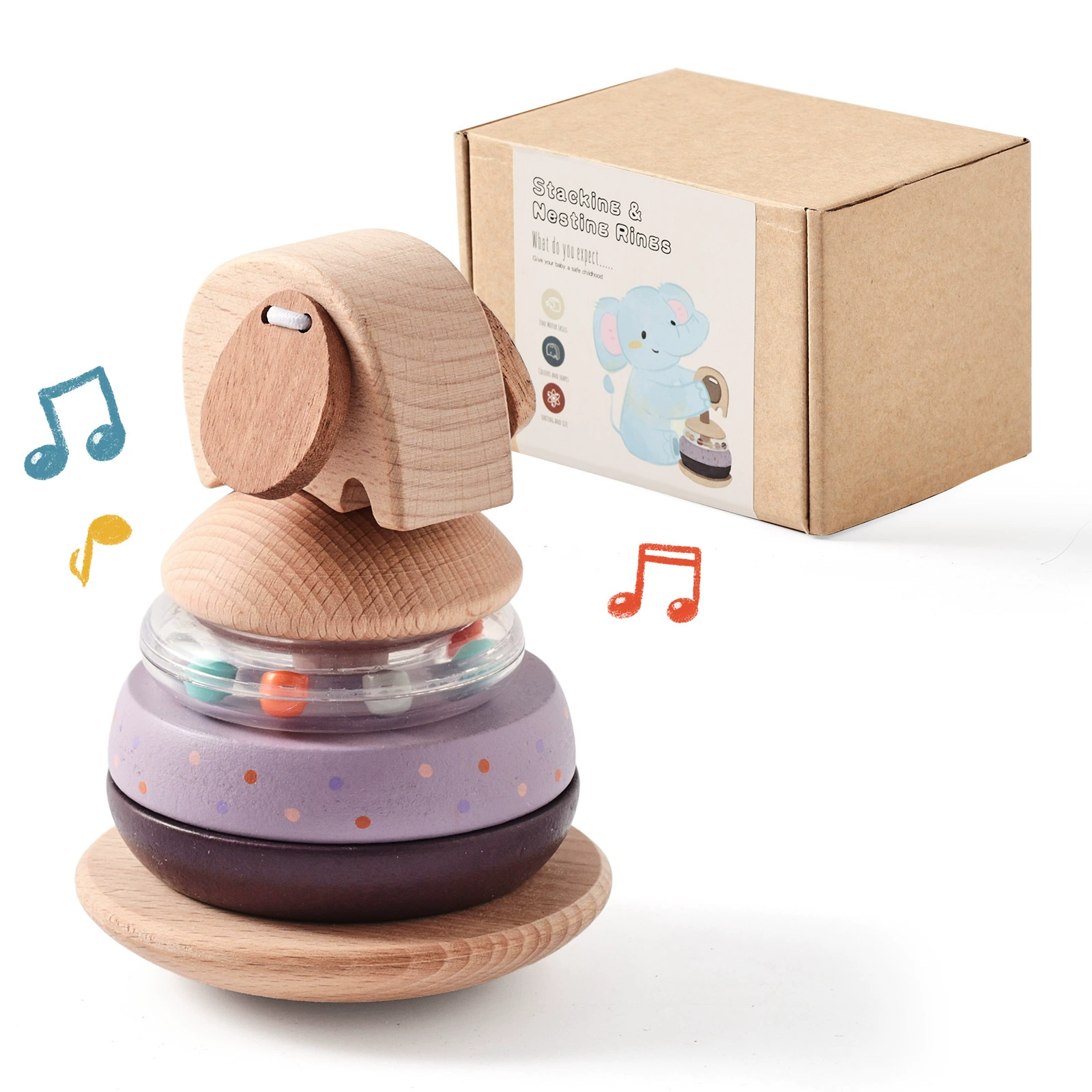 Amusing wooden toy, geometric constructor, early education, brainstorm, elephant